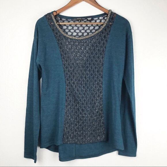 Miss Me Long Sleeve Mesh Top Size M - Picture 1 of 10